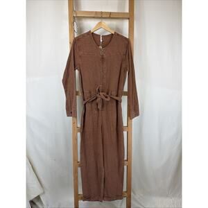 NWT Hello Nite Light Rust Long Sleeve Jumpsuit Overalls #1234 Size MED